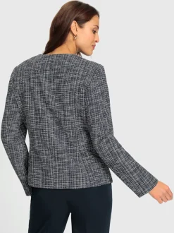 Blazer bouclé fermeture crochet discrète