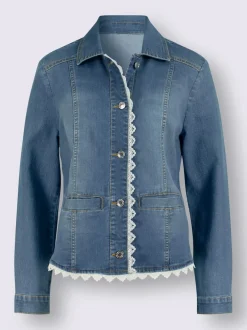 Blazer en jean détails élégants en dentelle