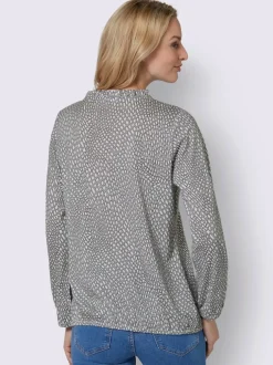 Blouse à manches longues imprimé petit motif et encolure ronde