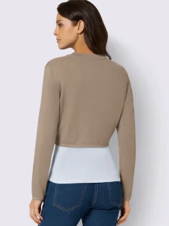 Boléro en coton tricot fin et manches longues sans fermeture