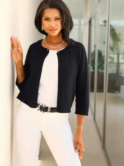 Boléro en tricot fin et viscose ECOVERO avec manches trois quart