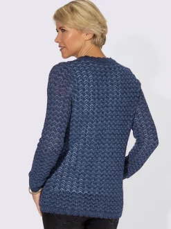 Cardigan en tricot à motif ajouré et manches longues boutons décoratifs