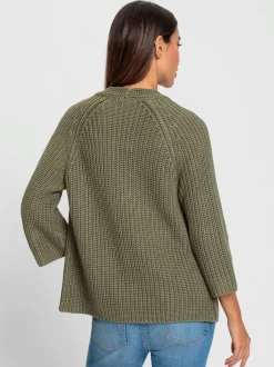 Cardigan tricot coupe sans fermeture col V manches trois quarts