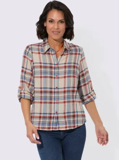 Chemise à carreaux en flanelle coton avec col chemise