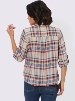 Chemise à carreaux en flanelle coton avec col chemise