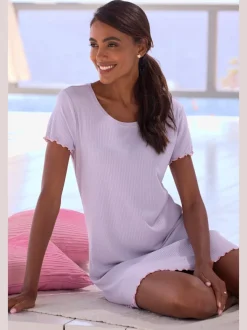 Chemise de nuit en matière côtelée