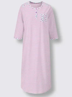 Chemise de nuit femme manches 3/4 col boutonné
