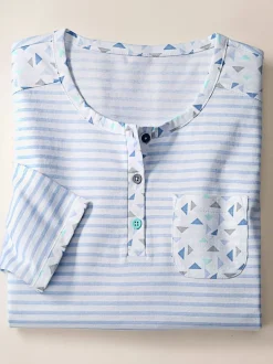 Chemise de nuit femme manches 3/4 col boutonné