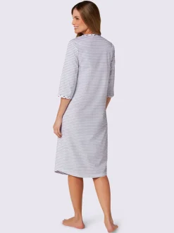 Chemise de nuit femme manches 3/4 col boutonné