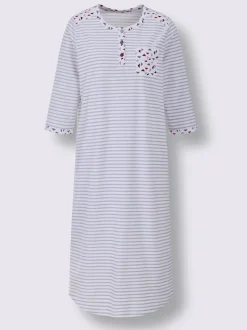 Chemise de nuit femme manches 3/4 col boutonné