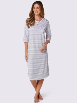 Chemise de nuit femme manches 3/4 col boutonné