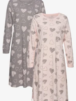 Chemise de nuit 2 robes t-shirt légères avec imprimé cœur
