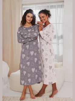 Chemise de nuit 2 robes t-shirt légères avec imprimé cœur