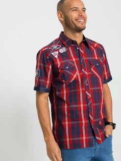 Chemise à manches courtes carreaux en fils teintés