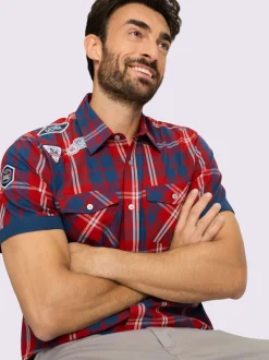 Chemise à manches courtes carreaux en fils teintés