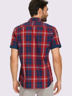 Chemise à manches courtes carreaux en fils teintés