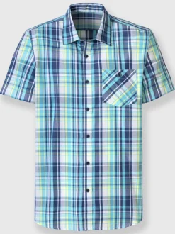 Chemise à manches courtes motifs en fils teintés