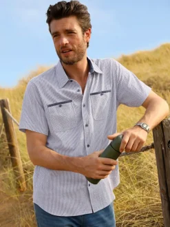 Chemise à manches courtes qualité seersucker