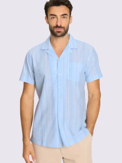 Chemise à manches courtes rayures en fils teintés