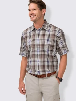 Chemise à manches courtes seersucker léger