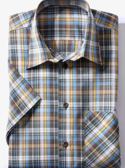 Chemise à manches courtes superbes motifs à carreaux