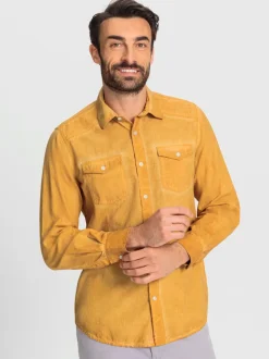 Chemise à manches longues effet délavé