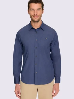 Chemise à manches longues poche poitrine boutonnée
