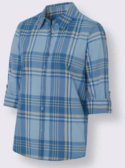 Chemisier à carreaux en fils teintés avec col chemise