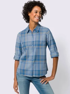 Chemisier à carreaux en fils teintés avec col chemise
