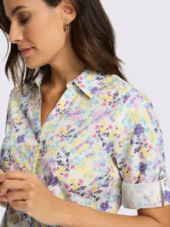 Chemisier en coton longueur des manches ajustable