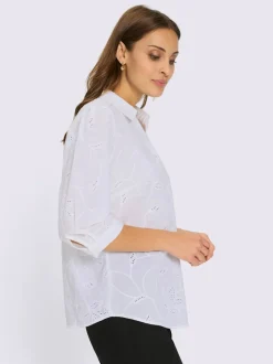 Chemisier en coton superbe broderie de madère