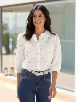 Chemisier en coton superbe broderie de madère