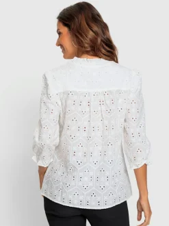 Chemisier en coton superbe broderie de madère