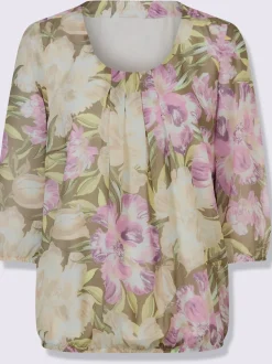 Chemisier en georgette motif floral féminin