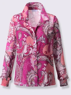 Chemisier en polyester recyclé imprimé paisley à manches longues