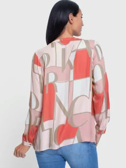 Chemisier en viscose à motif géométrique et manches longues