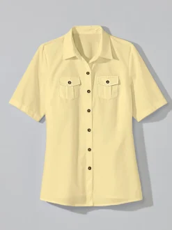 Chemisier manches courtes col chemise en qualité légère