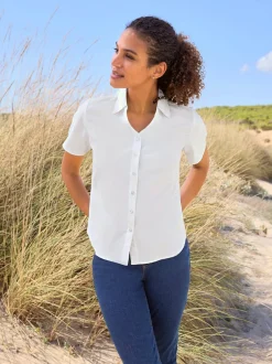 Chemisier à manches courtes 50% coton