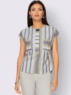 Chemisier à manches courtes pull tendance en mélange de cotons doux