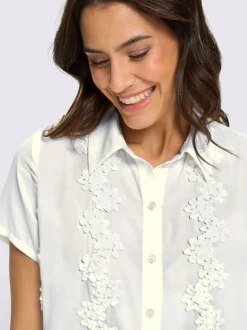 Chemisier à manches courtes qualité polyester douce et fluide