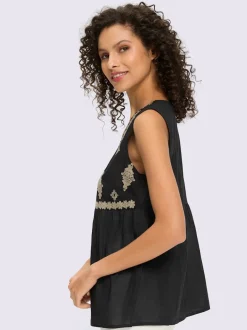 Chemisier sans manches magnifique broderie