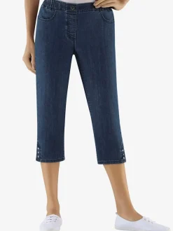 Corsaire en jean coton avec ceinture élastique et empiècement au dos