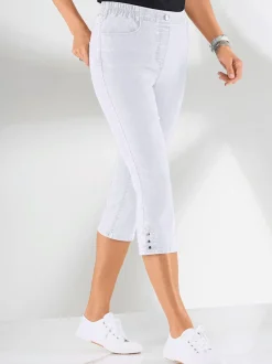 Corsaire en jean et coton avec ceinture élastique