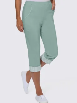 Corsaire tricoté sportif avec ceinture élastique et bas retroussable rayé
