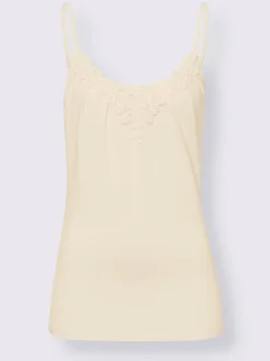 Débardeur en dentelle viscose douce à col en V bretelles fines