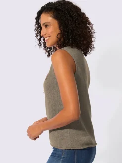 Débardeur en tricot bords roulés