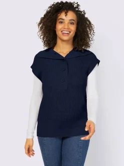 Débardeur en tricot 2 types de cols : col montant ou à revers