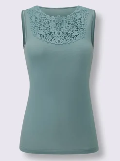Débardeur femme empiècement broderie anglaise