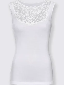 Débardeur femme empiècement broderie anglaise