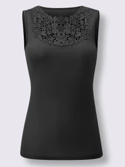 Débardeur femme empiècement broderie anglaise
